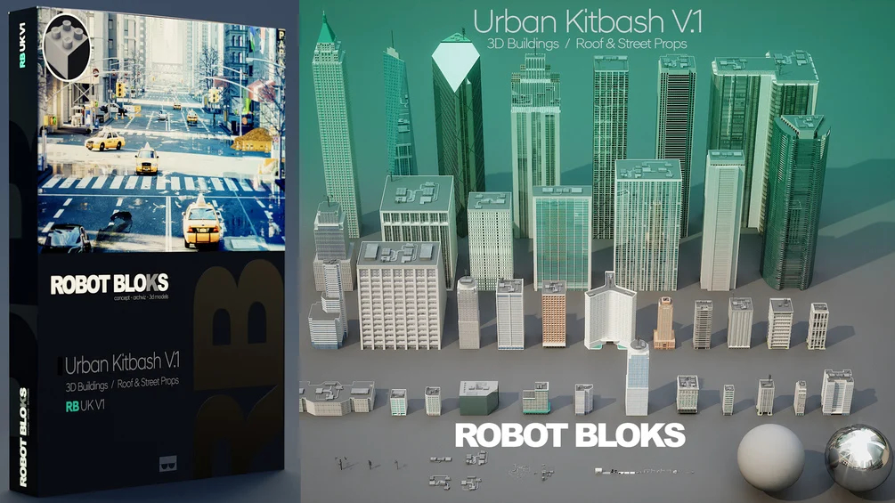 Gumroad – ROBOT BLOCKS Urban Kitbash V1