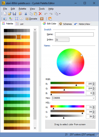 Cyotek Color Palette Editor 1.7.0.411