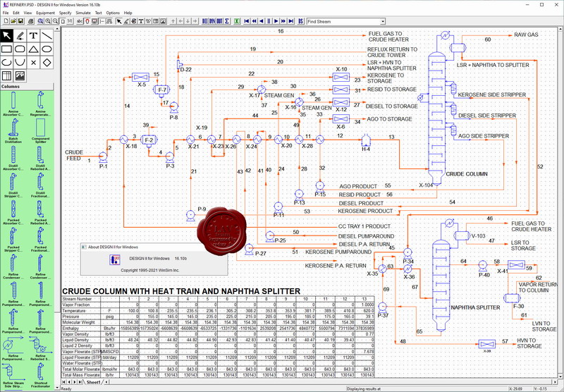 WinSim DESIGN II v16.10