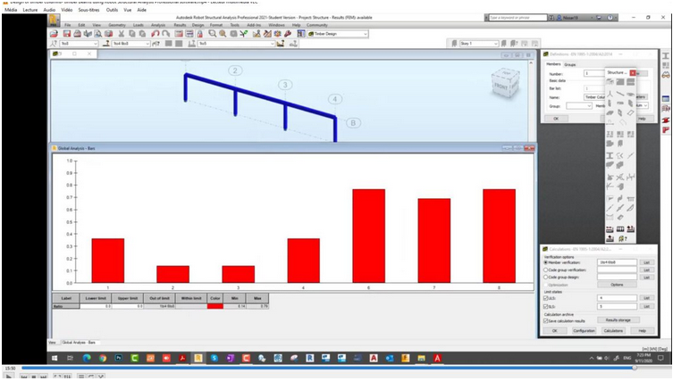 Design of timber columns - timber beams using Robot Structural Analysis Professional software