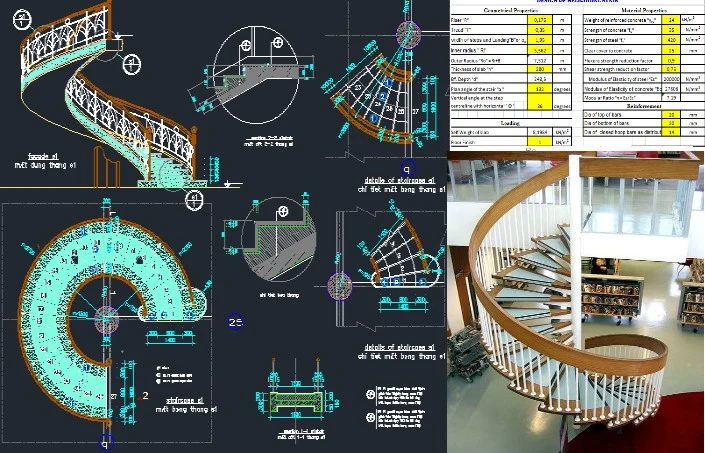 Excel Spreadsheets for designing and calculating Helical Stairs