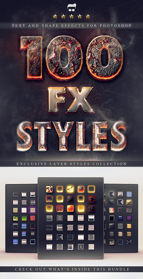 GR 100 Layer Styles Bundle Text Effects Set 3116716