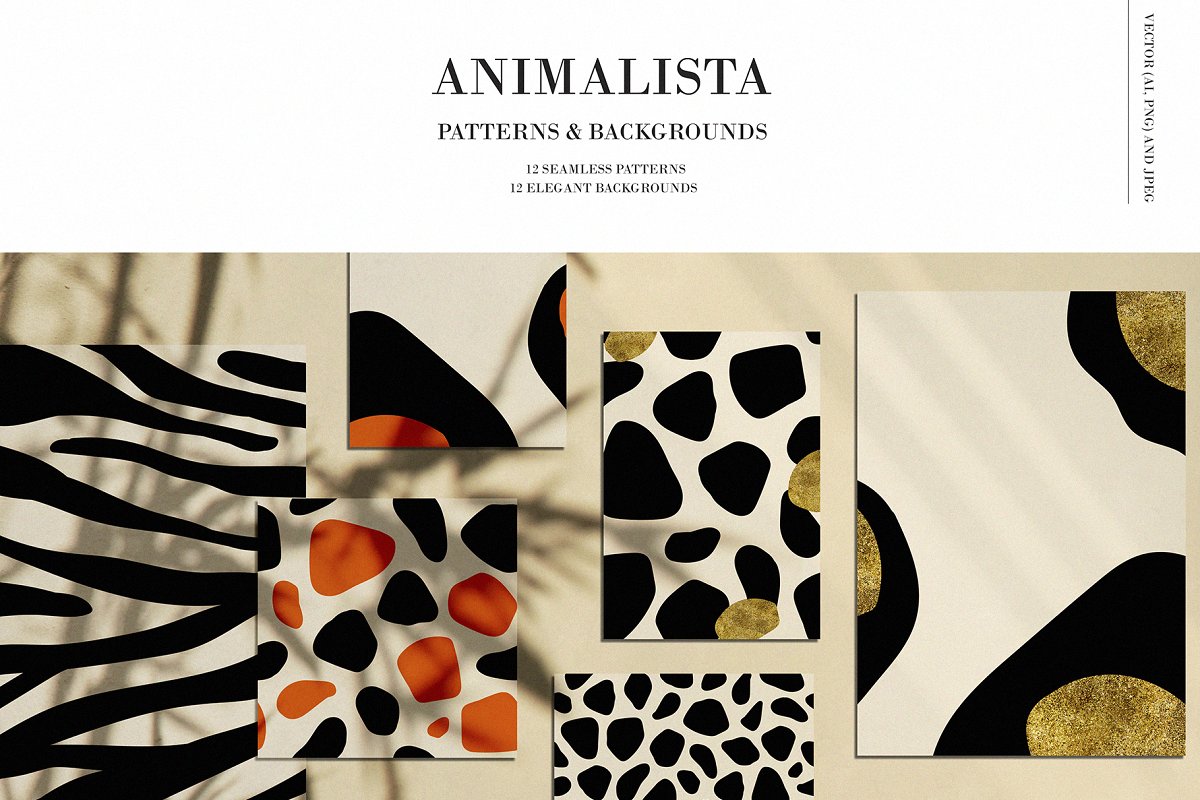 CM - Animalista - 12 Vector patterns collection خلفيات للتصميم