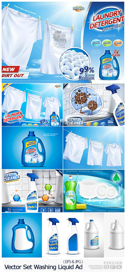 Vector Set Washing-Up Liquid Advertising Templates