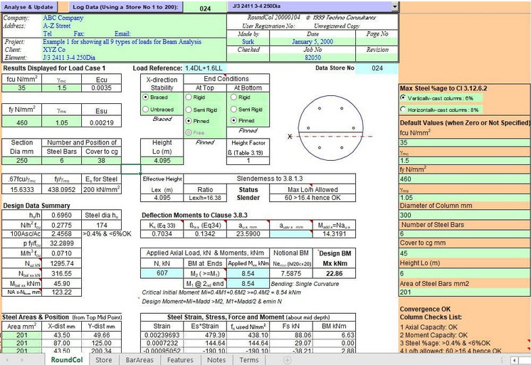 Circular Column AnaIysis and Design spreadsheet