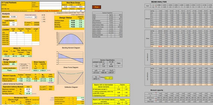 Steel Beam Design Spreadsheet to BS 5950