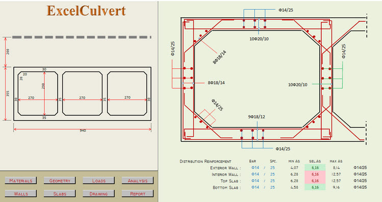 Concrete Box Culvert analysis and Design Spreadsheet