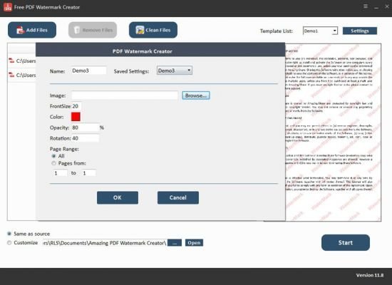 Amazing PDF Watermark Creator 11.8.0.0