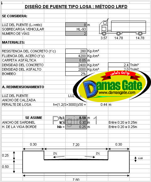 Spreadsheet - design bridge type slab - lrfd method