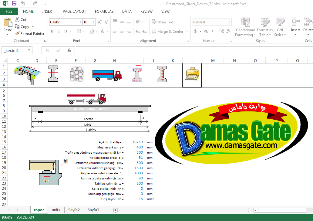 Prestressed Girder Design Spreadsheet