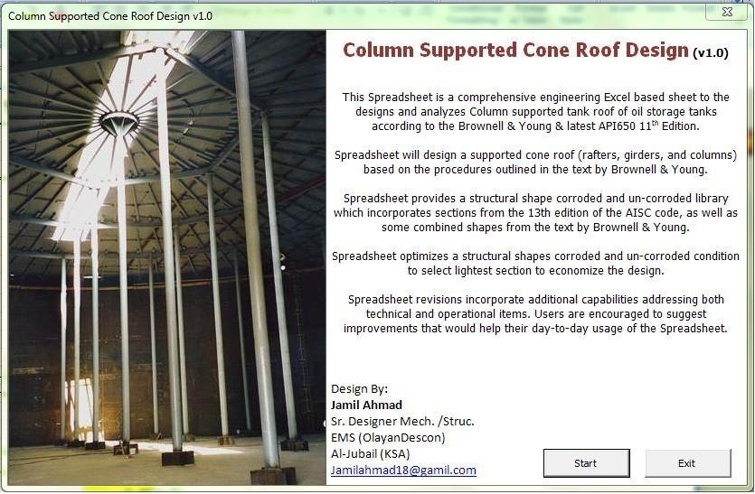 Spreadsheet Column Supported Tank Roof